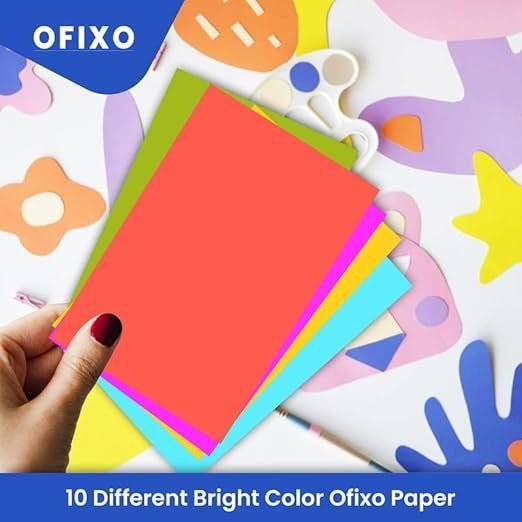 OFIXO 100 Pieces Colour Sheets Copy Printing Papers/Art and Craft Paper A4 Sheets Double Sided Coloured Origami Folding DIY Craft Smooth Finish Home, School, Office Stationery (10 Sheets each color) - Image 2