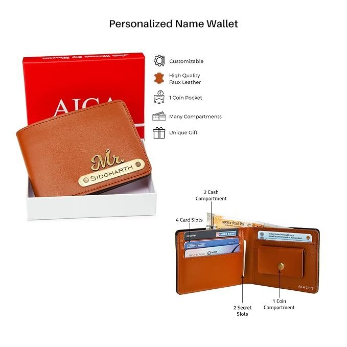 AICA Personalized Name & Charm Leather Wallet - Image 2