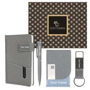 Giftana 4 In 1 Personalized Jute Cover Diary With Pen